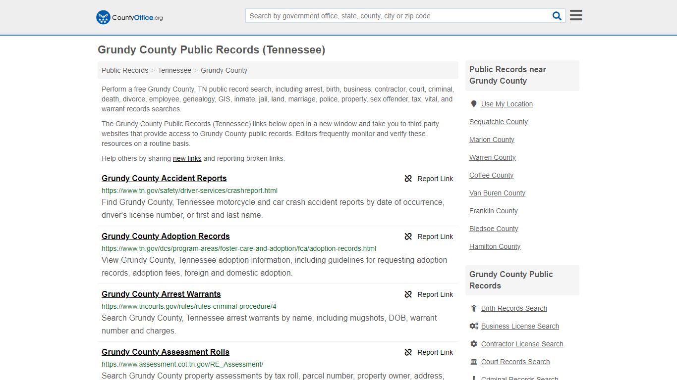 Public Records - Grundy County, TN (Business, Criminal, GIS, Property ...